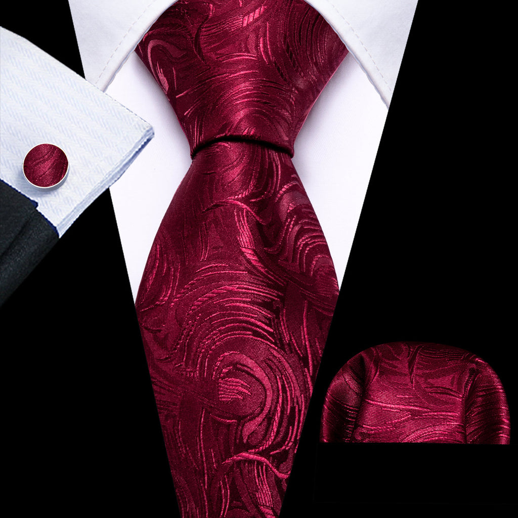 Fire Brick Paisley Silk Tie Set - GentCrest