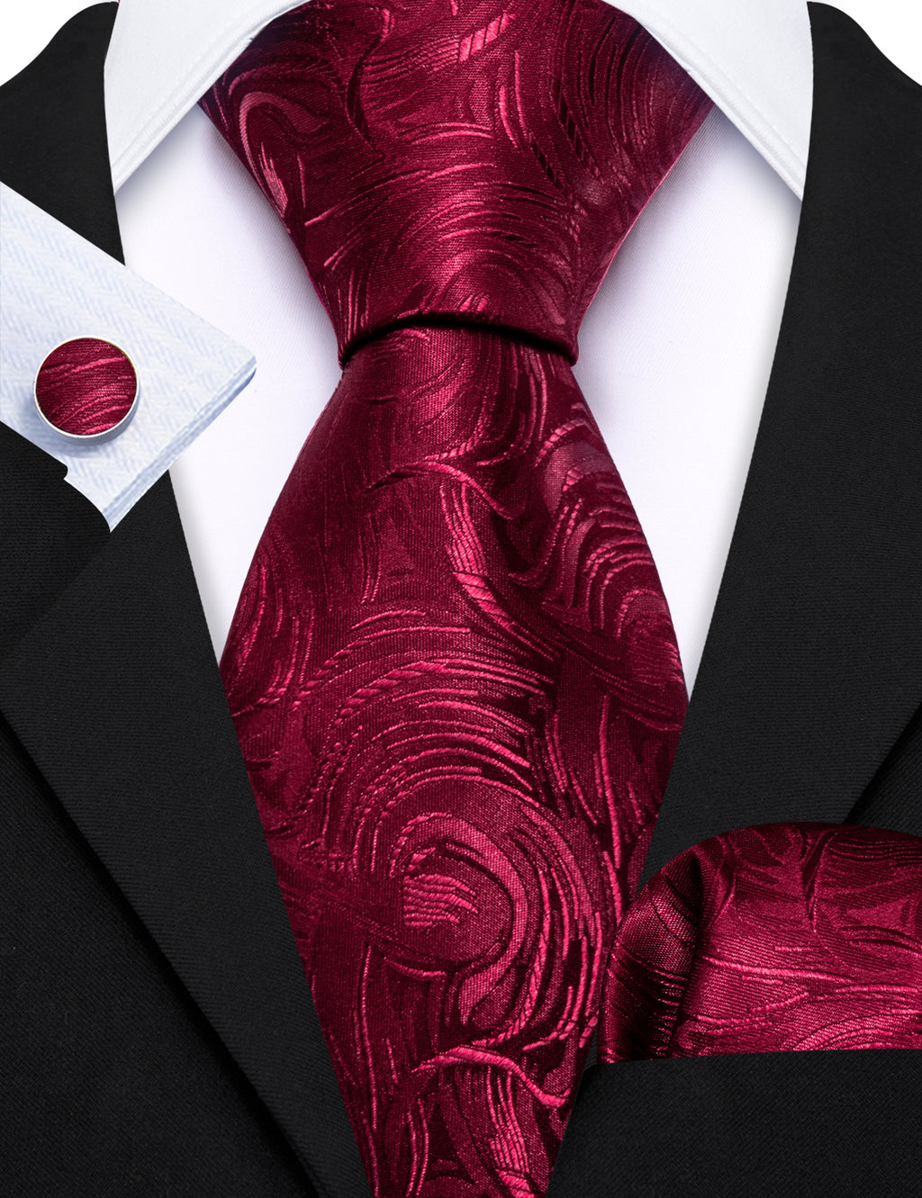Fire Brick Paisley Silk Tie Set - GentCrest - View 2