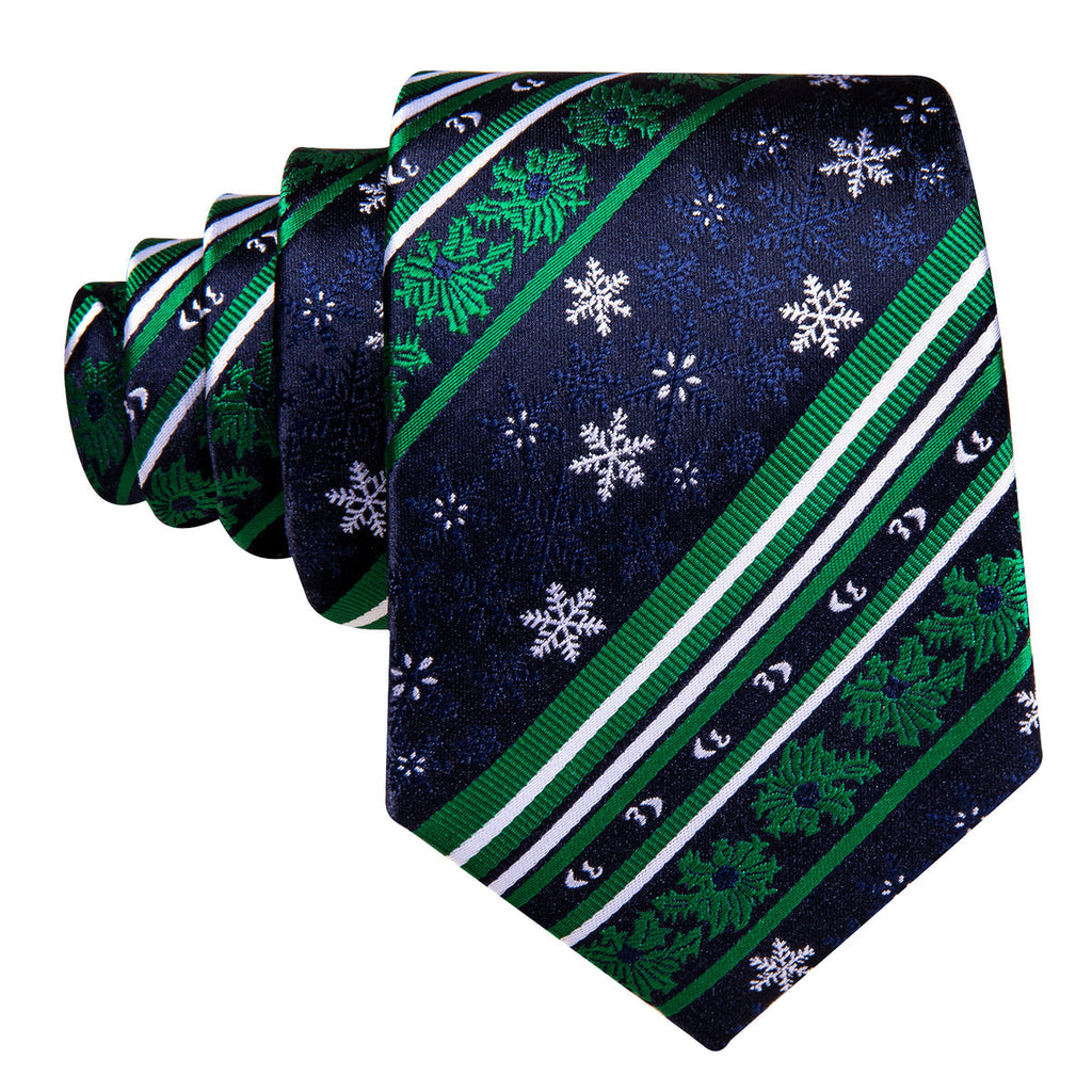 Teal & Sapphire Christmas Snowflake Silk Tie, Pocket Square, and Cufflinks Silk Tie Set - GentCrest - View 2