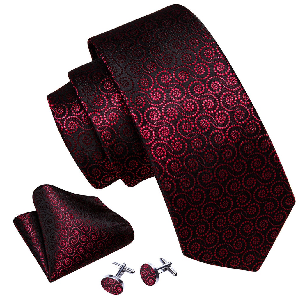 Red Novelty Floral Silk Tie Set - GentCrest - View 2