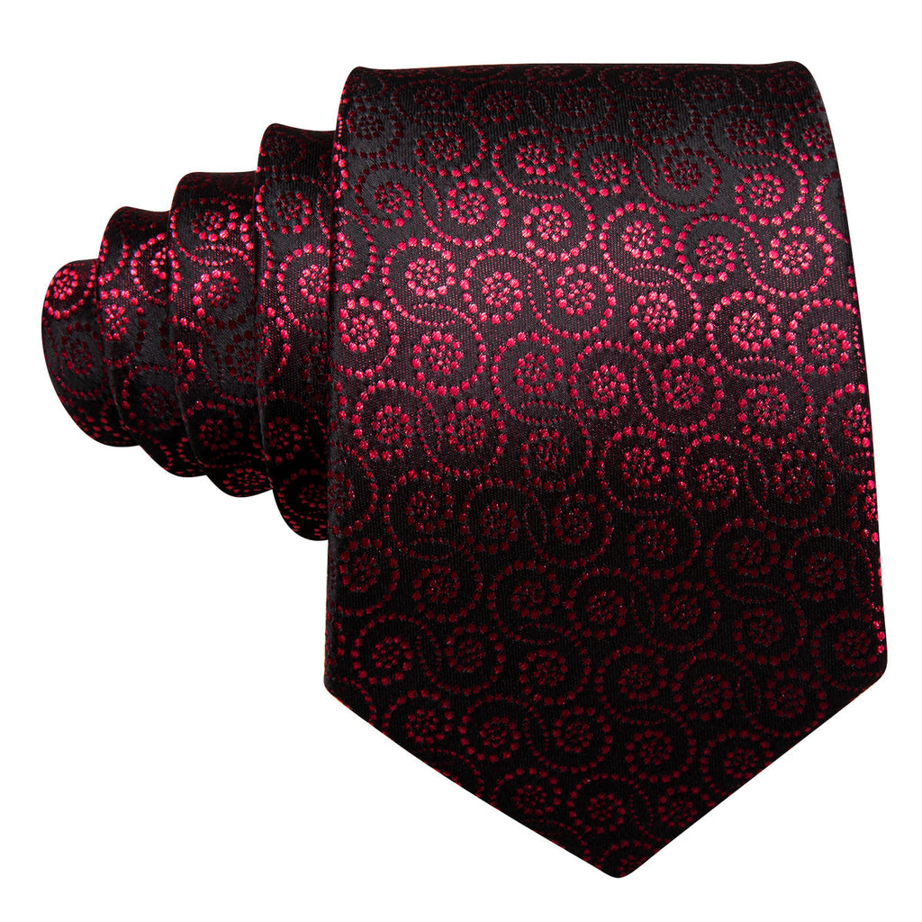 Red Novelty Floral Silk Tie Set - GentCrest - View 3
