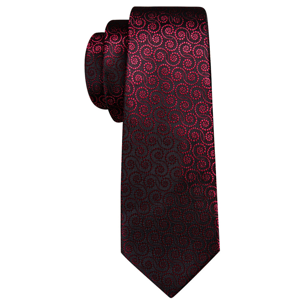 Red Novelty Floral Silk Tie Set - GentCrest - View 4