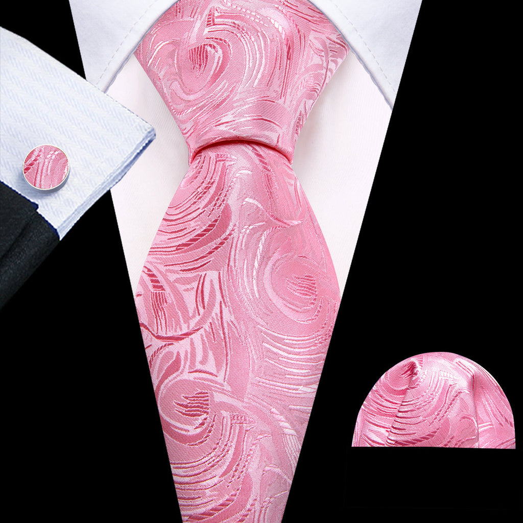 Pink Paisley Silk Tie Set - GentCrest