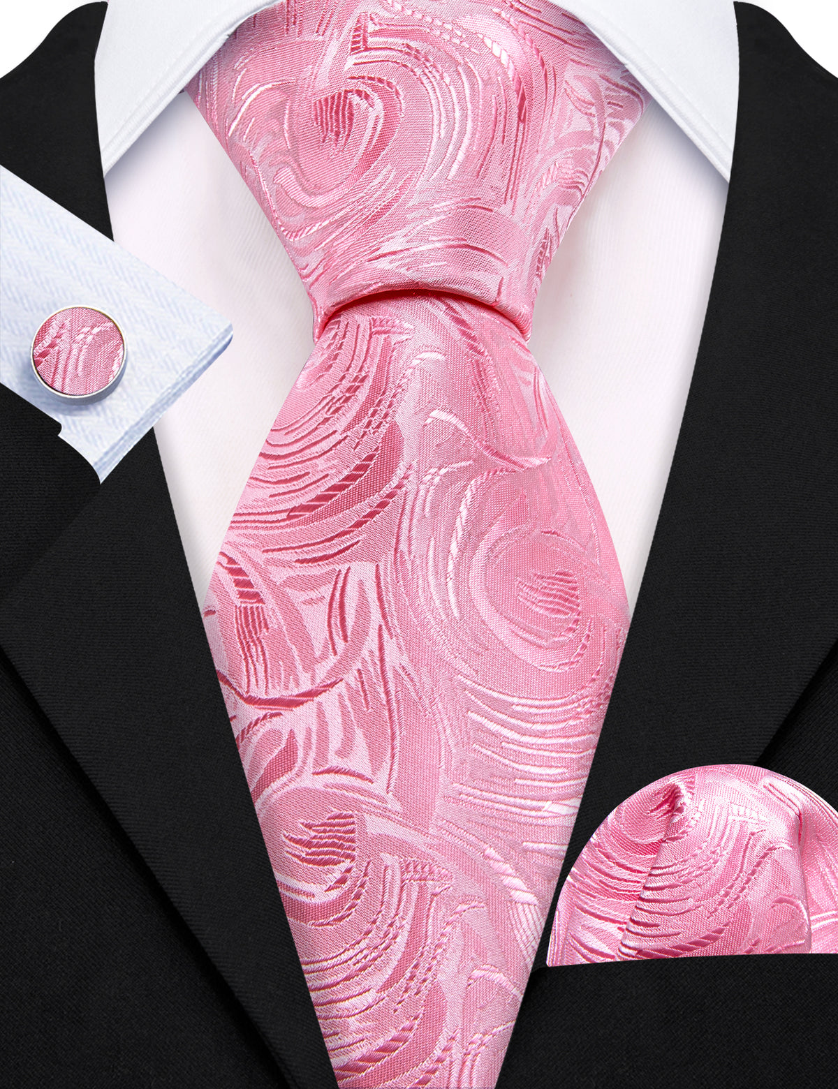 Pink Paisley Silk Tie Set - GentCrest - View 5