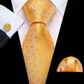 Gold Yellow Floral Silk Tie Set - GentCrest