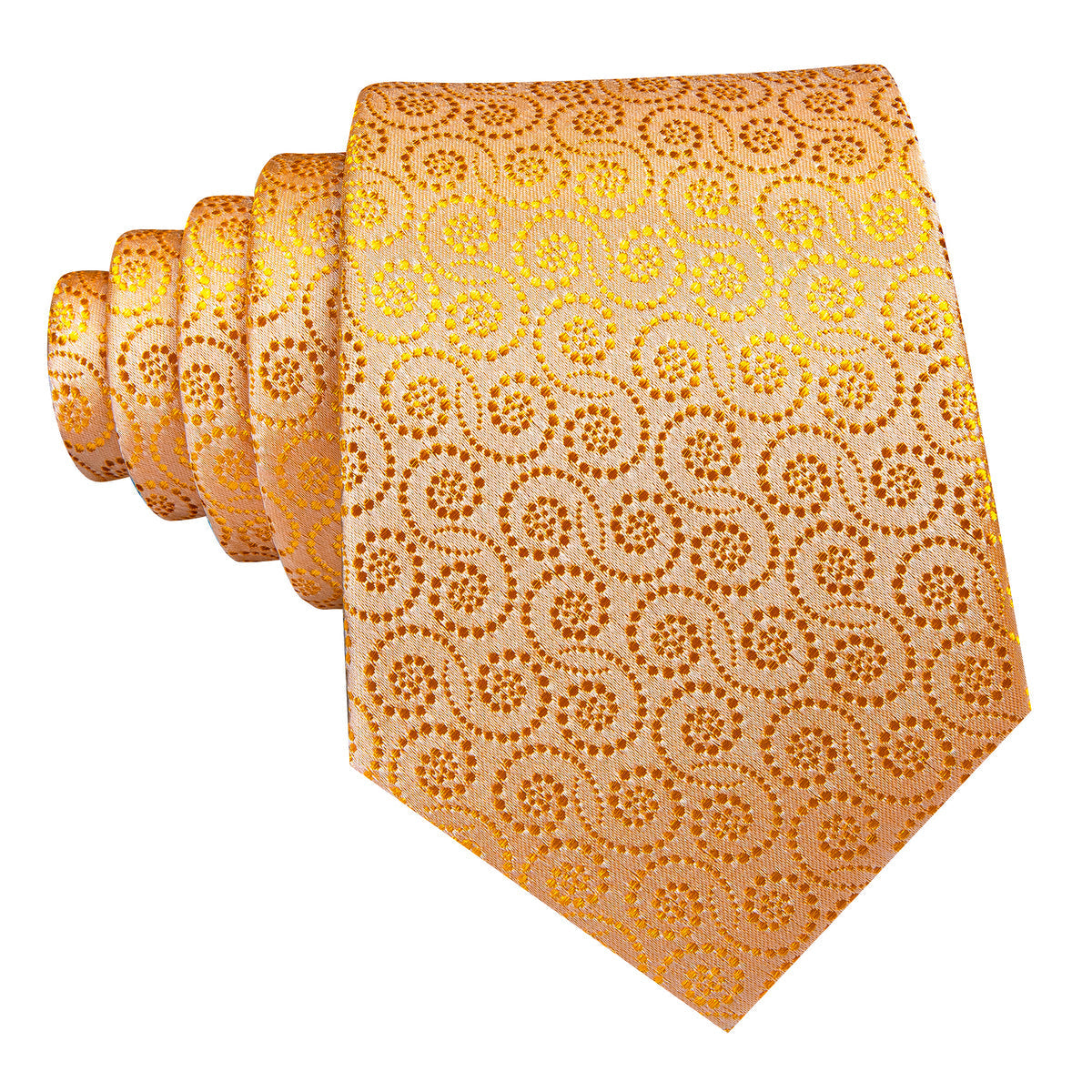 Gold Yellow Floral Silk Tie Set - GentCrest - View 5