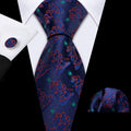 Christmas Ultra Marine Xmas Tree Pattern Silk Tie Set - GentCrest