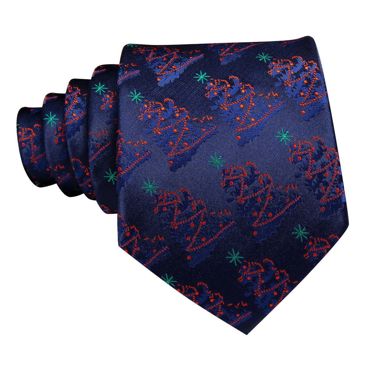Christmas Ultra Marine Xmas Tree Pattern Silk Tie Set - GentCrest - View 3