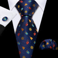 Blue Christmas Printed Pattern Silk Tie Set - GentCrest