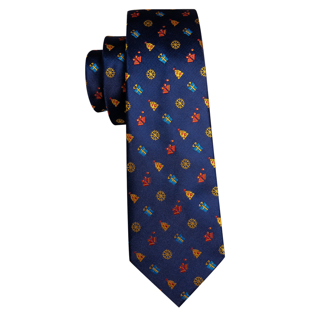 Blue Christmas Printed Pattern Silk Tie Set - GentCrest - View 4