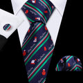 Blue Christmas Santa Hat Silk Tie Set - GentCrest
