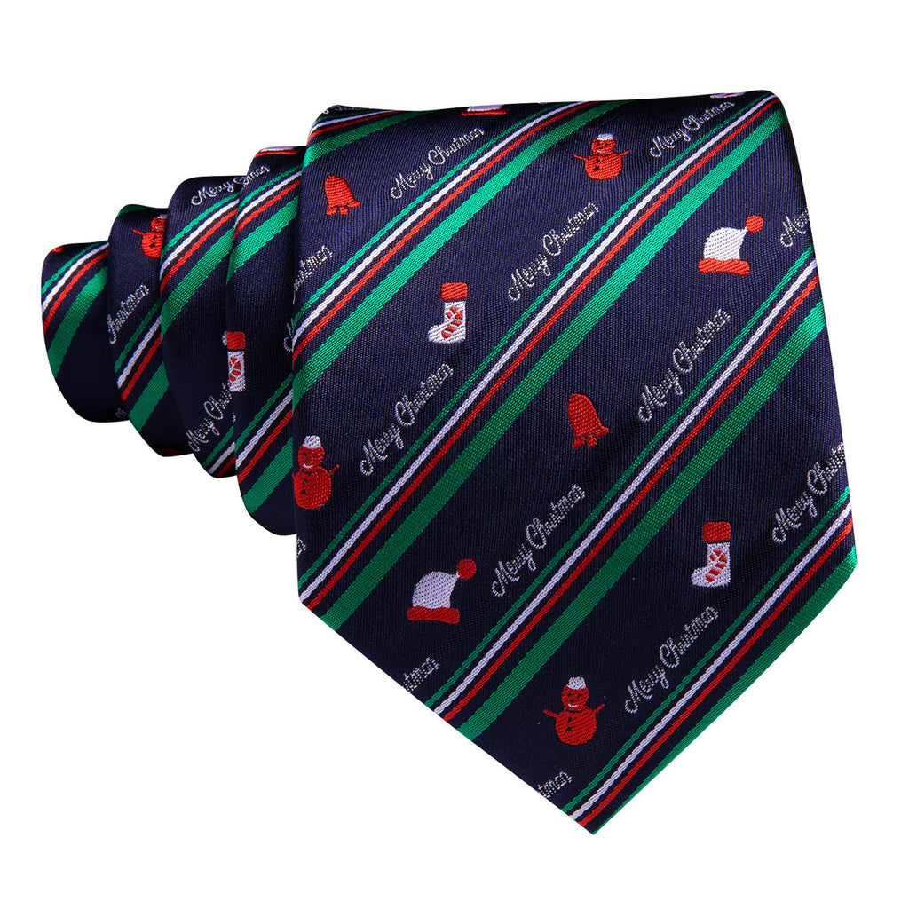 Blue Christmas Santa Hat Silk Tie Set - GentCrest - View 3