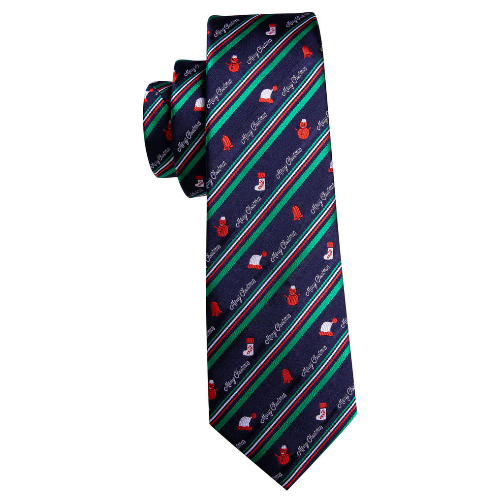 Blue Christmas Santa Hat Silk Tie Set - GentCrest - View 4