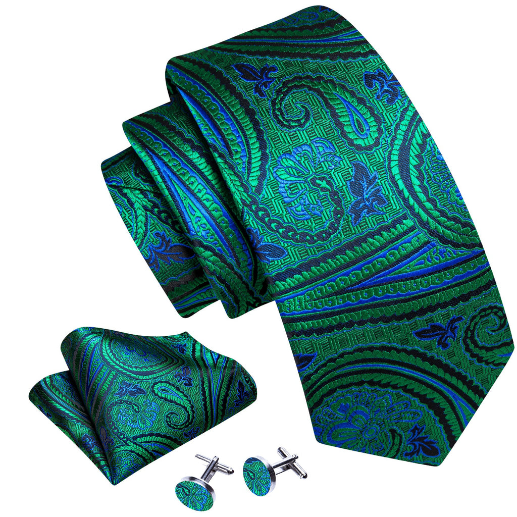 GentCrest Blue Paisley Tie Hanky Cufflinks Set - Image 2