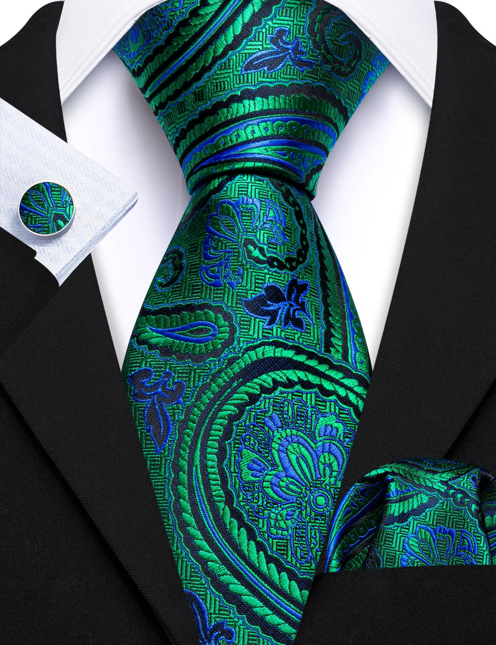 GentCrest Blue Paisley Tie Hanky Cufflinks Set - Image 3