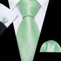 Turquoise Green Ripple Silk Tie Set - GentCrest