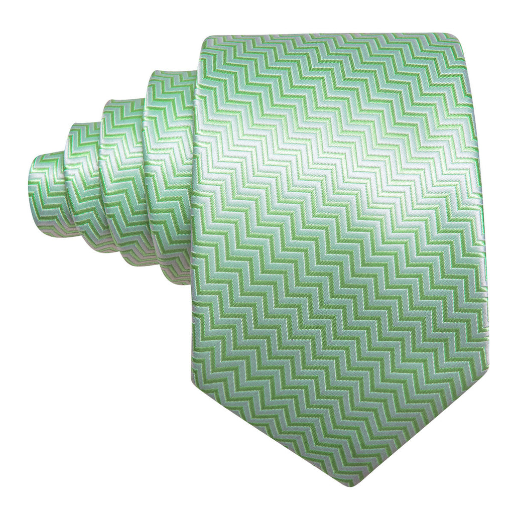 Turquoise Green Ripple Silk Tie Set - GentCrest - View 4
