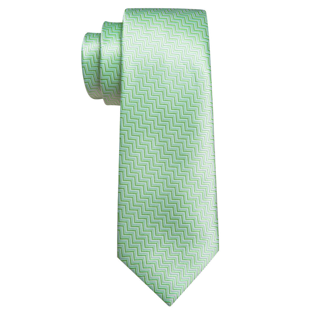 Turquoise Green Ripple Silk Tie Set - GentCrest - View 5