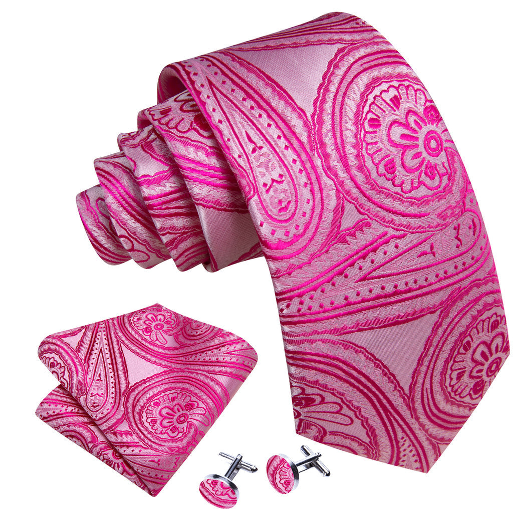Orchid Pink Floral Silk Tie Set - GentCrest - View 4