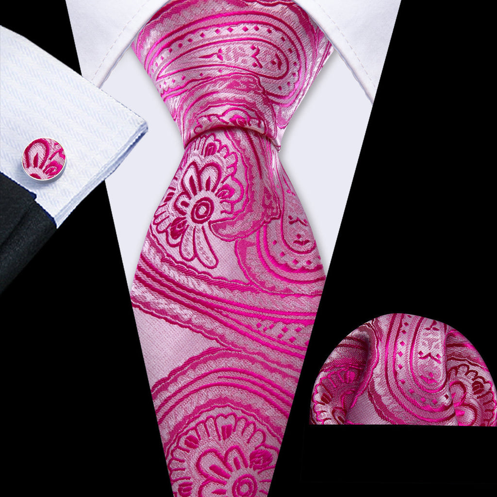 Orchid Pink Floral Silk Tie Set - GentCrest