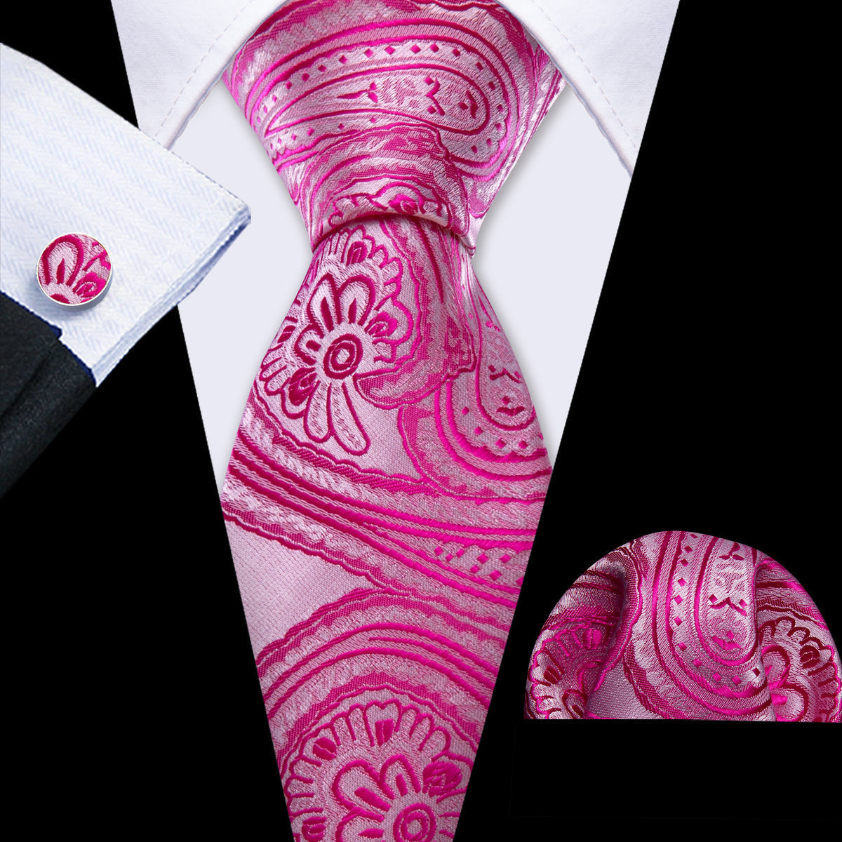 Orchid Pink Floral Silk Tie Set - GentCrest