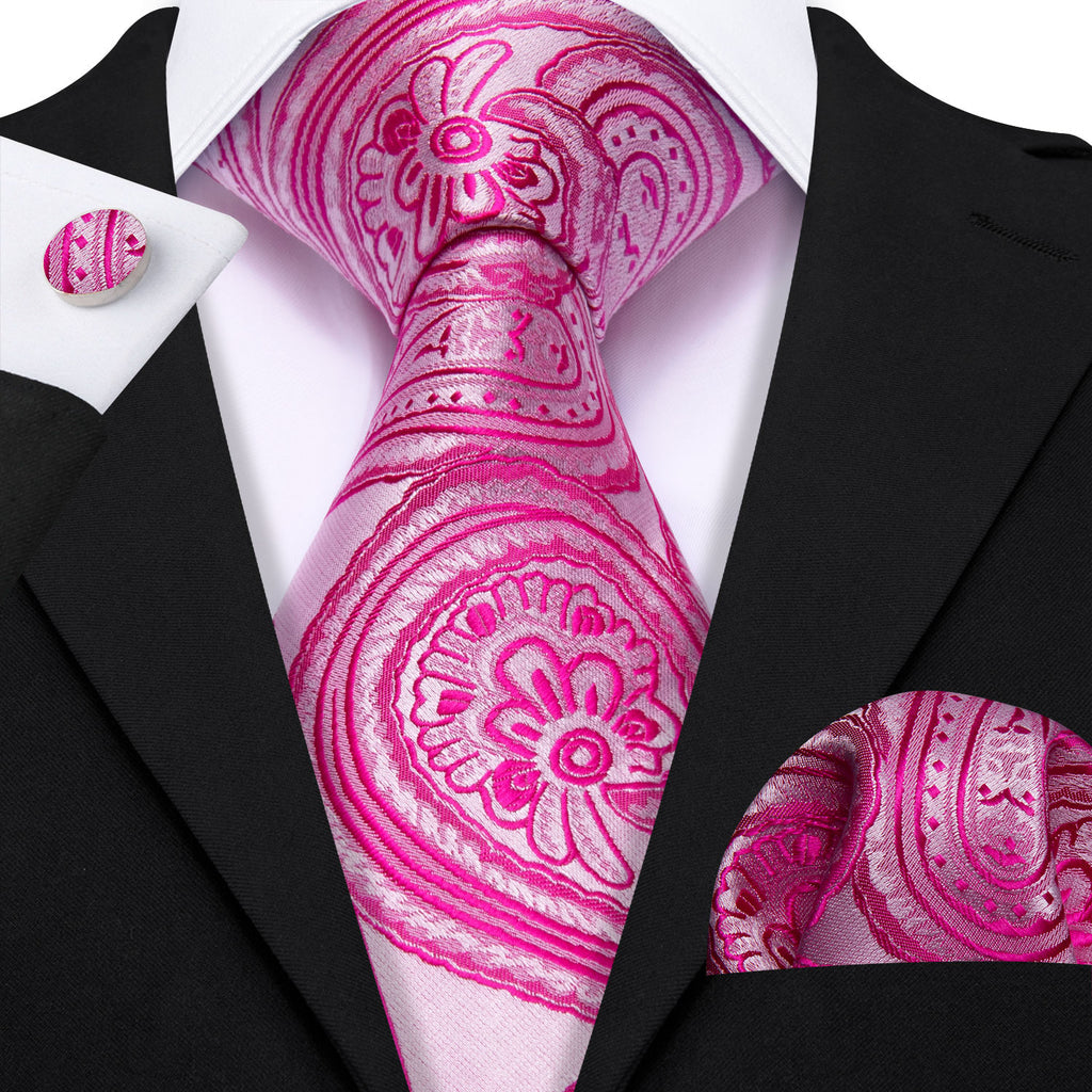 Orchid Pink Floral Silk Tie Set - GentCrest - View 2