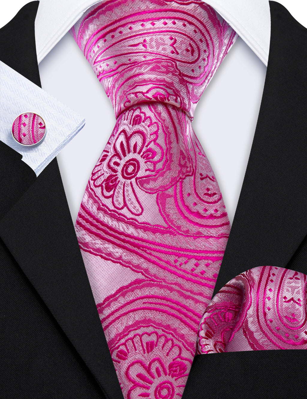 Orchid Pink Floral Silk Tie Set - GentCrest - View 3