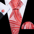 Light Red Paisley Silk Tie Set - GentCrest