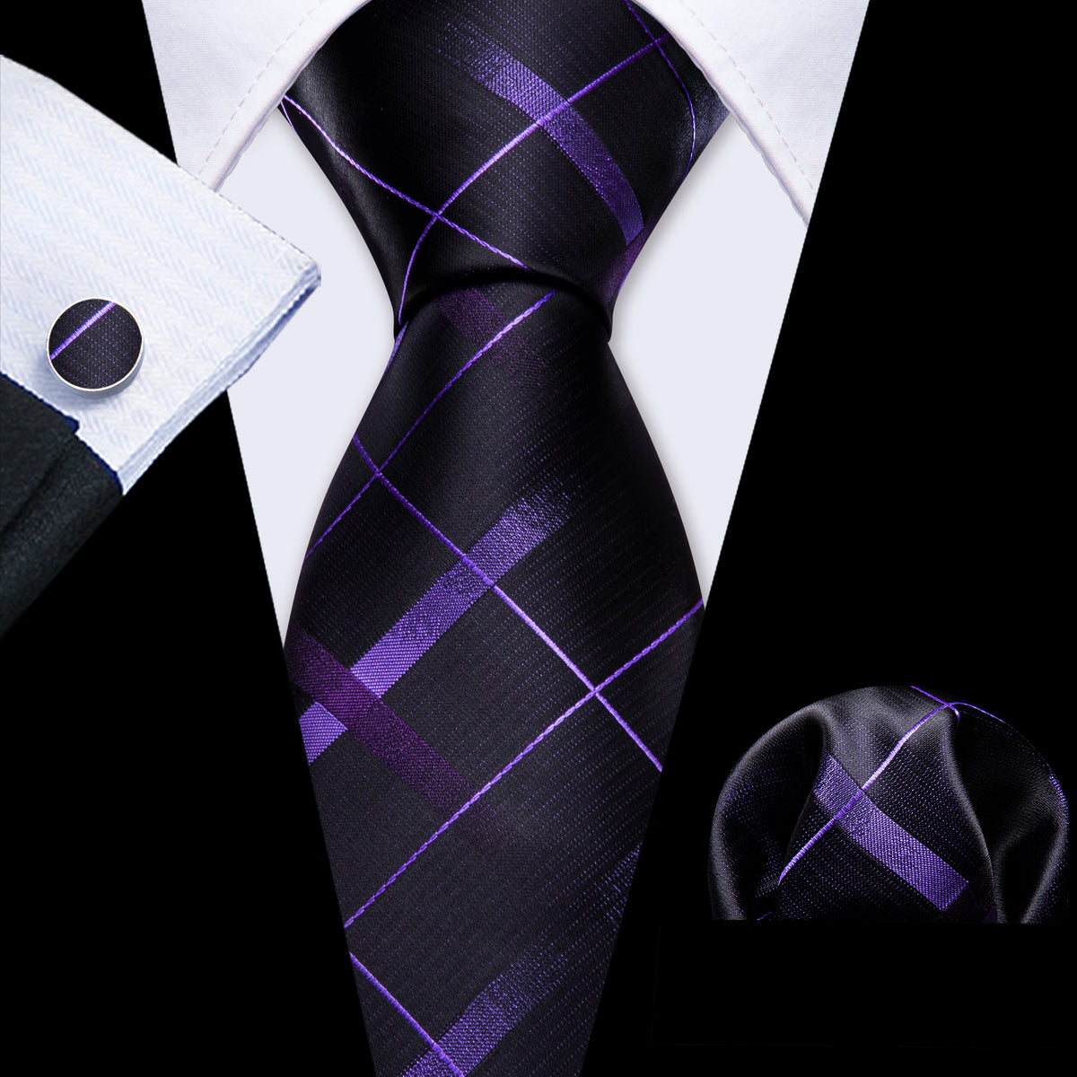 GentCrest Black Plaid Tie Sets - Image 1