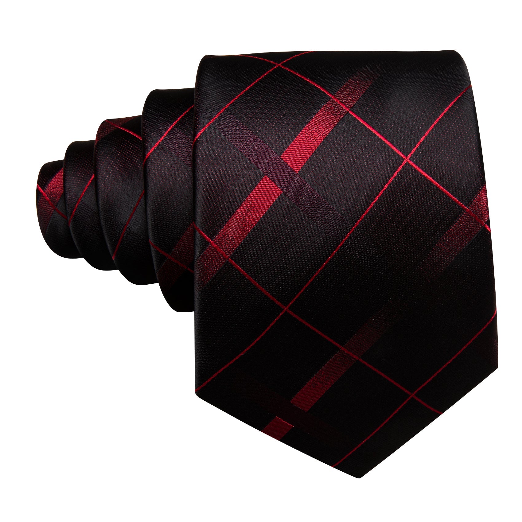GentCrest Black Plaid Tie Hanky Cufflinks Set - Image 5