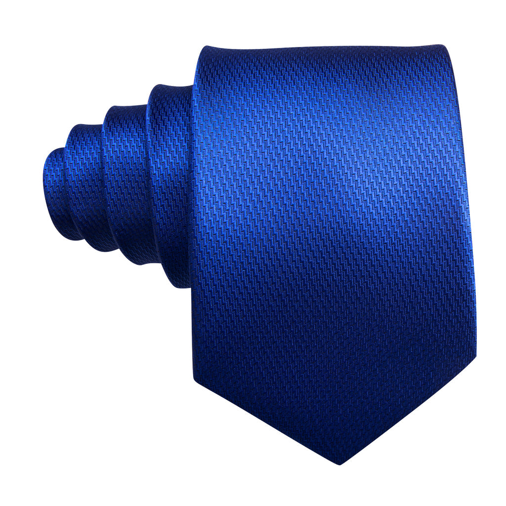 Cobalt Blue Solid Silk Tie Set - GentCrest - View 4