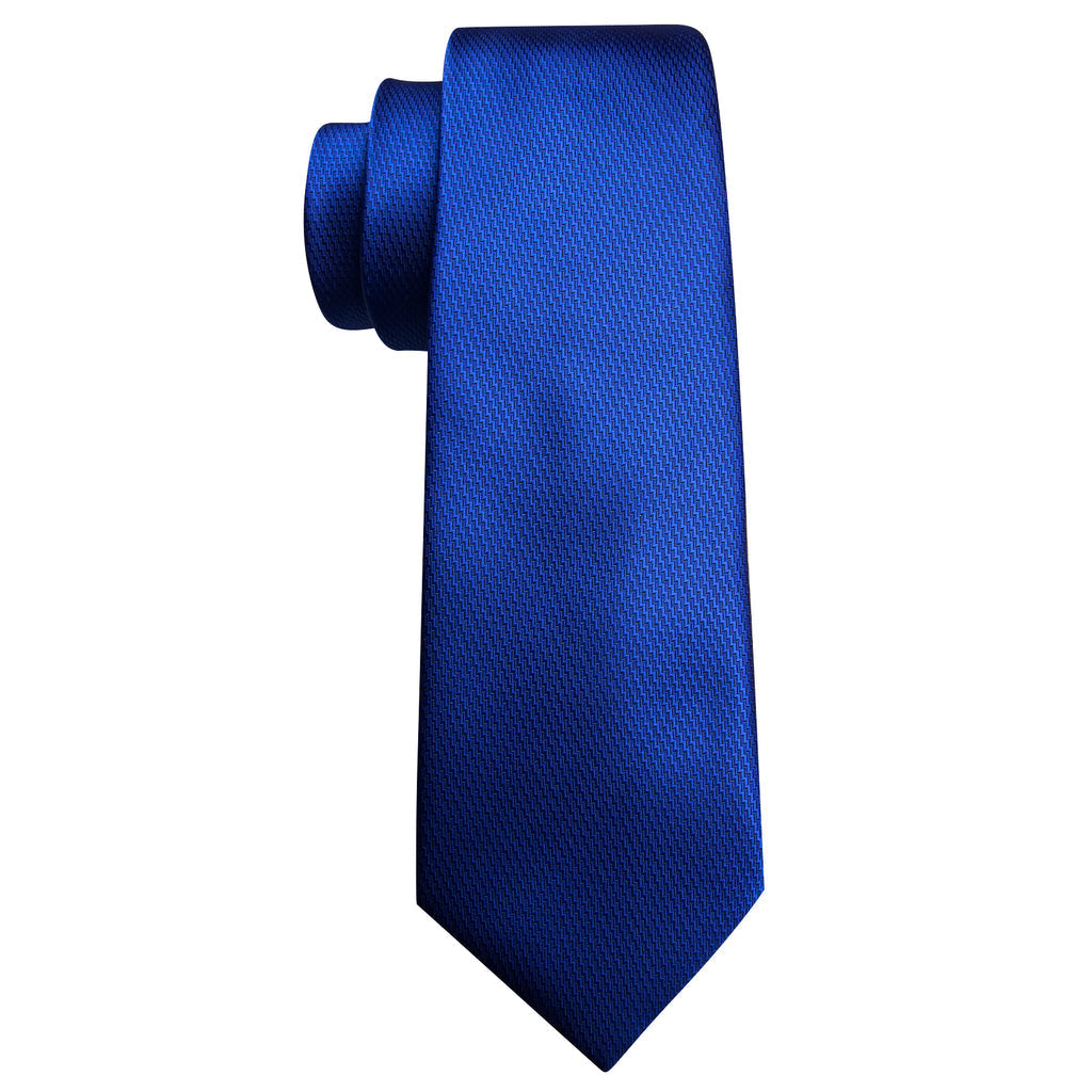 Cobalt Blue Solid Silk Tie Set - GentCrest - View 5