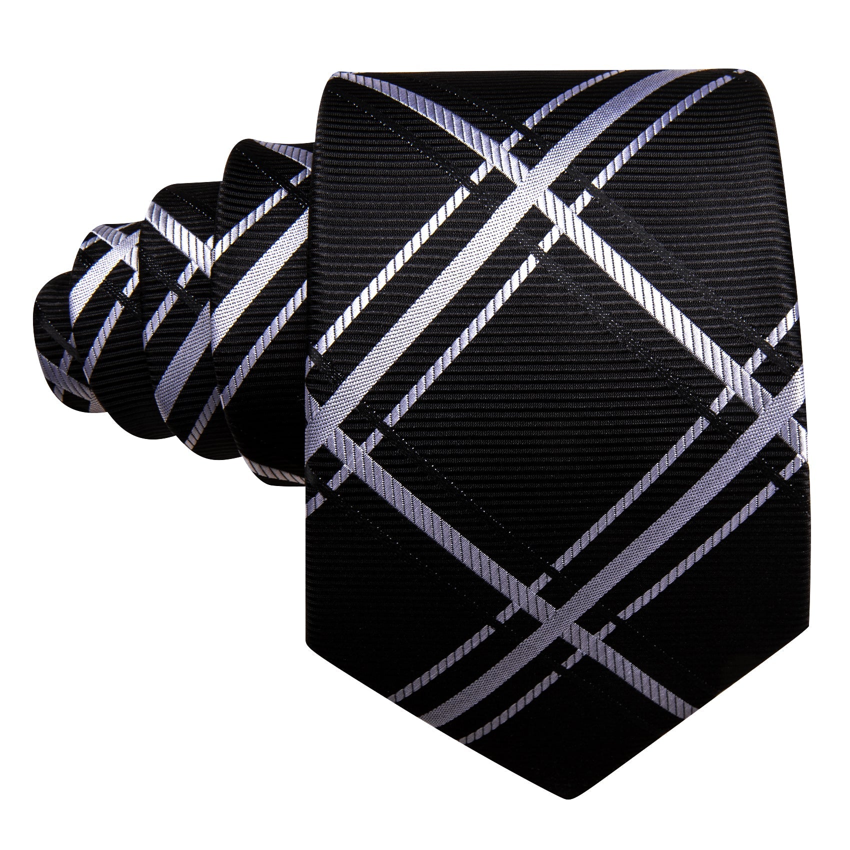 GentCrest Black Plaid Tie Hanky Cufflinks Set - Image 4