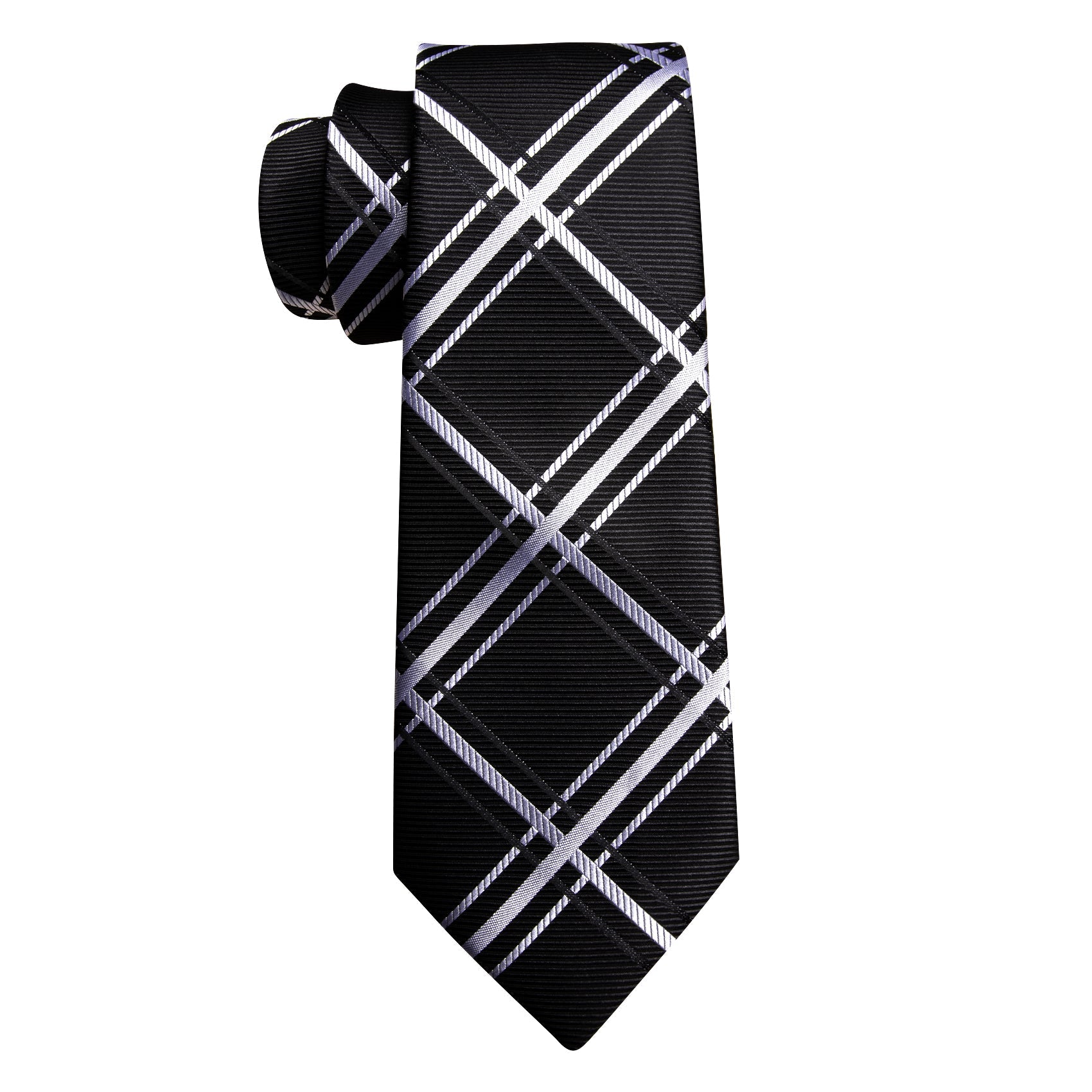 GentCrest Black Plaid Tie Hanky Cufflinks Set - Image 5
