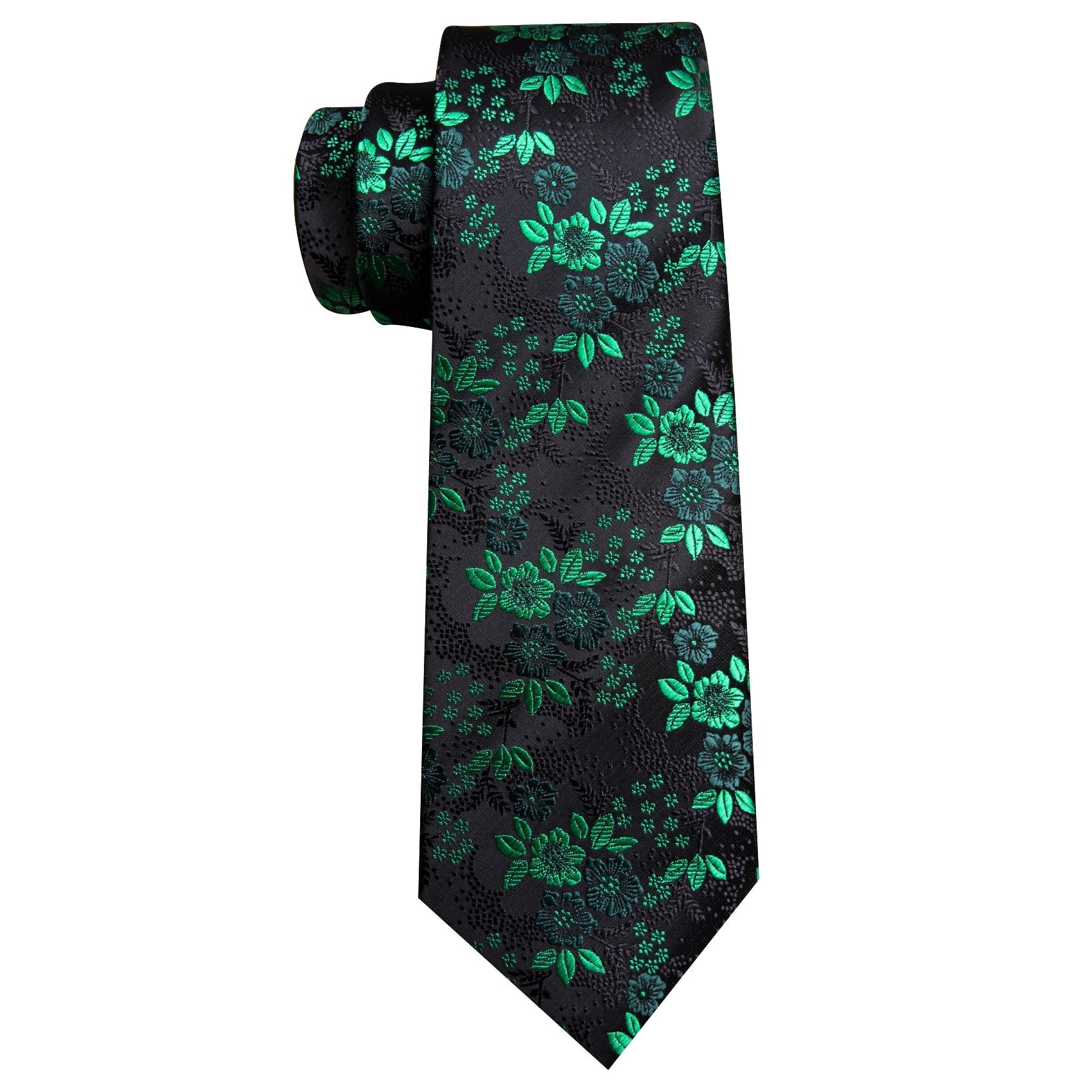 GentCrest Black Floral Tie Hanky Cufflinks Set - Image 4