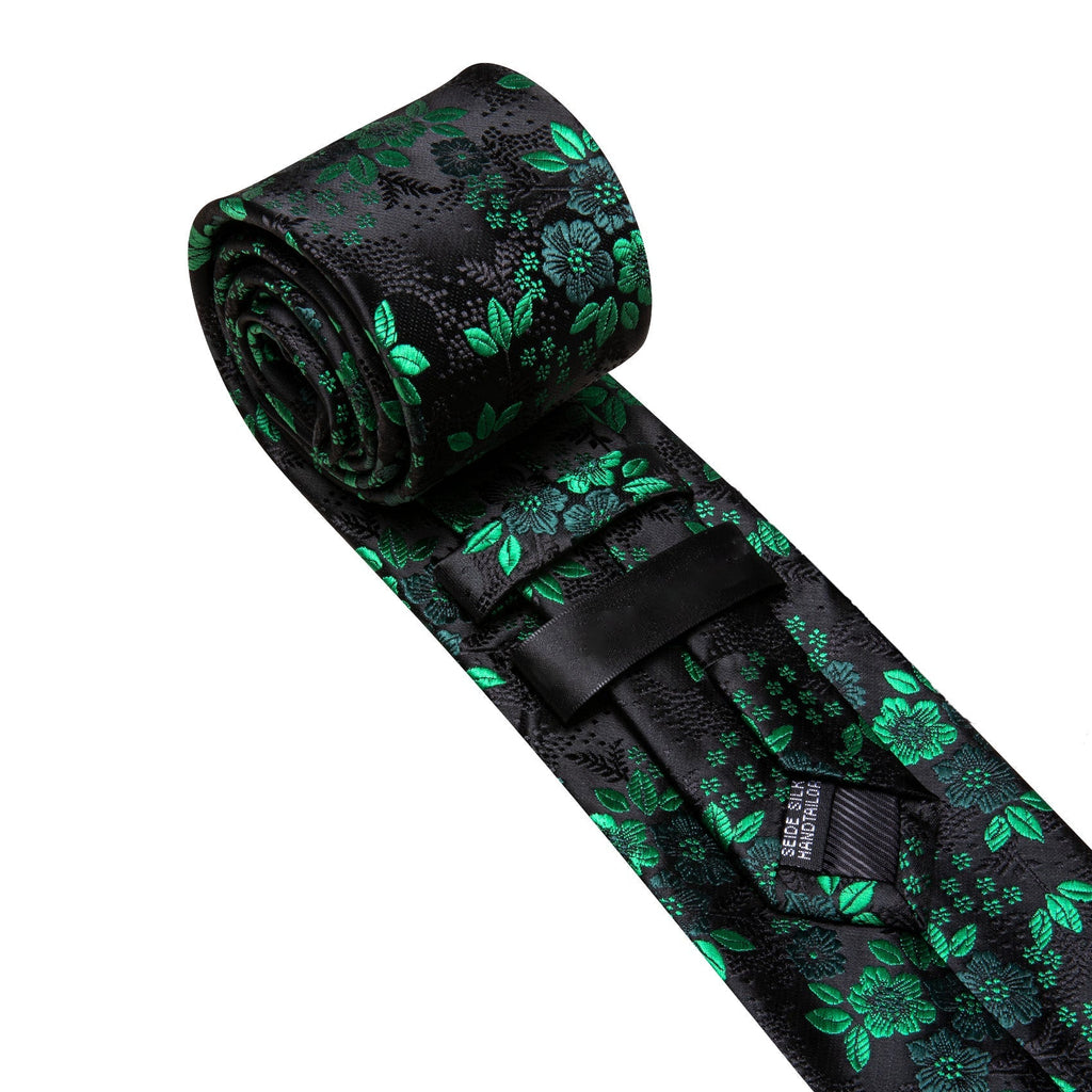GentCrest Black Floral Tie Hanky Cufflinks Set - Image 5