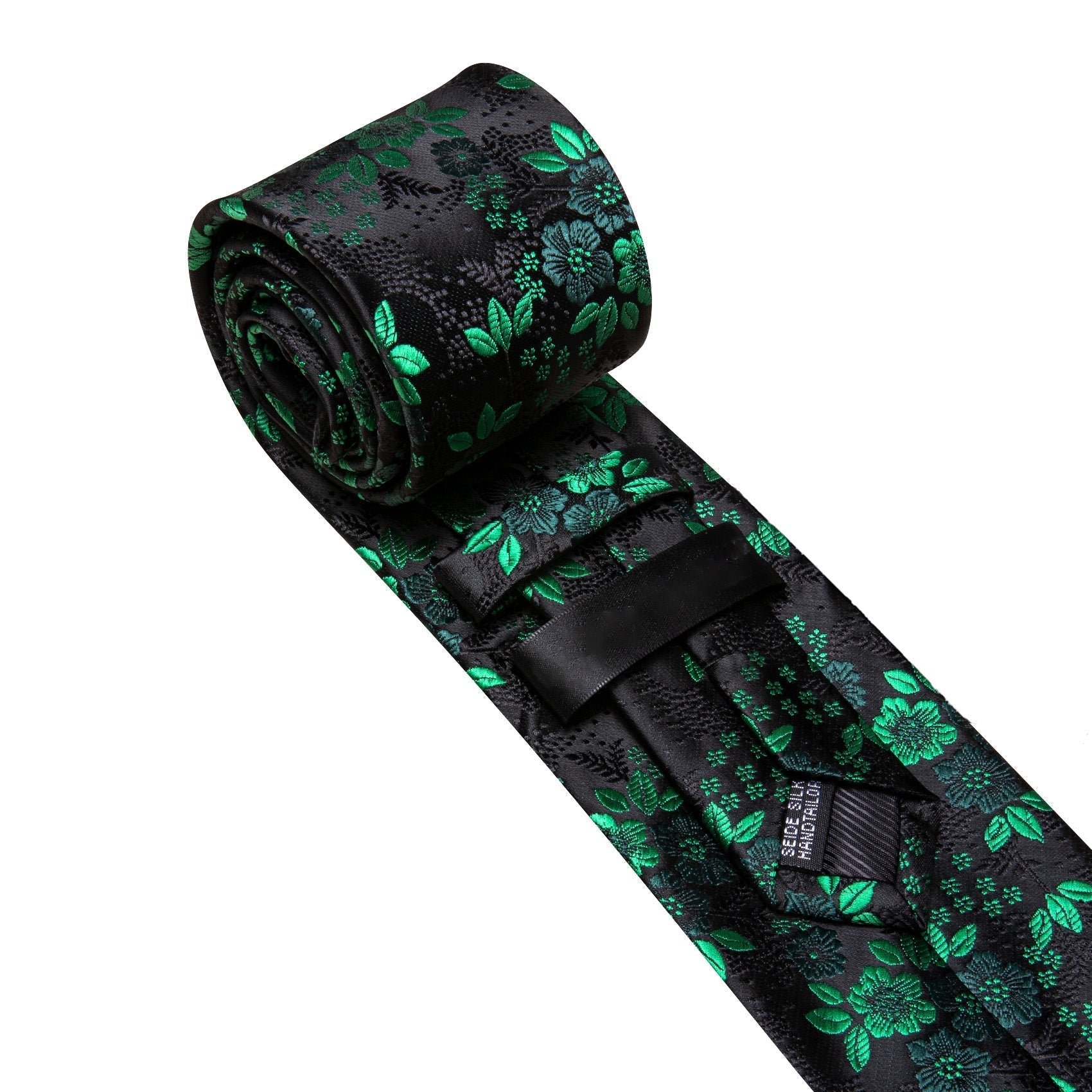 GentCrest Black Floral Tie Hanky Cufflinks Set - Image 5