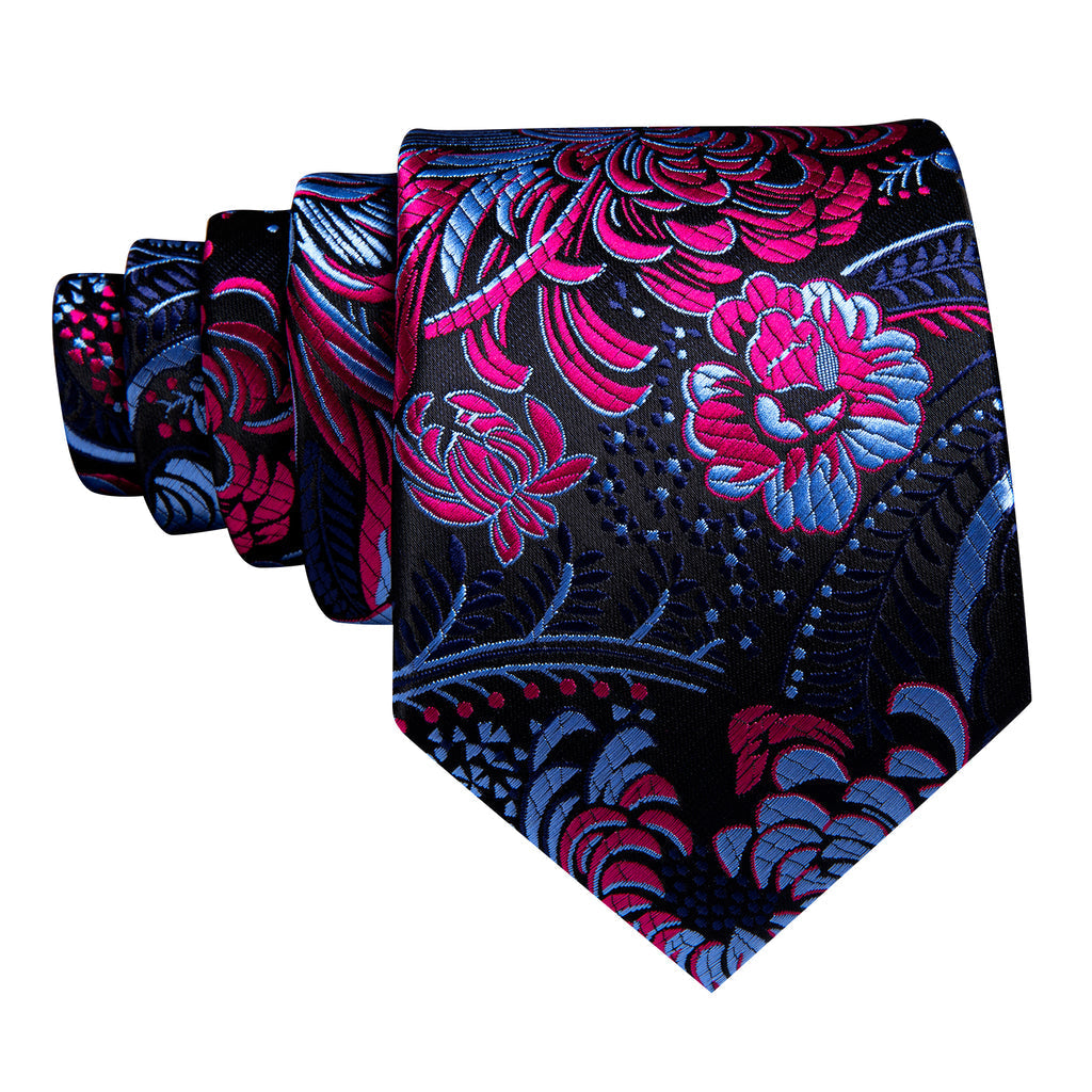 Blue Red Paisley Silk Tie Set - GentCrest - View 4