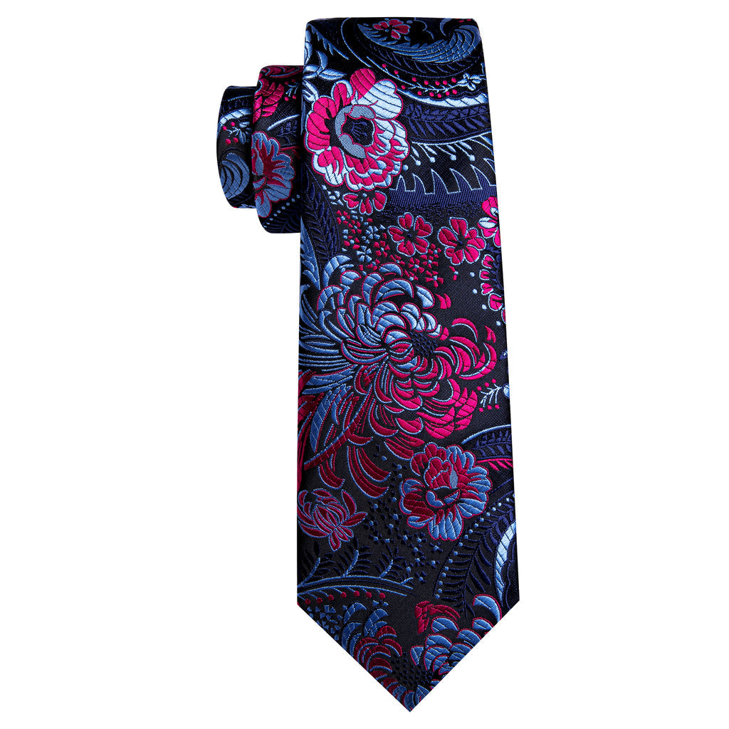 Blue Red Paisley Silk Tie Set - GentCrest - View 5