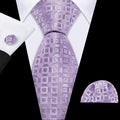 Pastel Purple Plaid Silk Tie Set - GentCrest