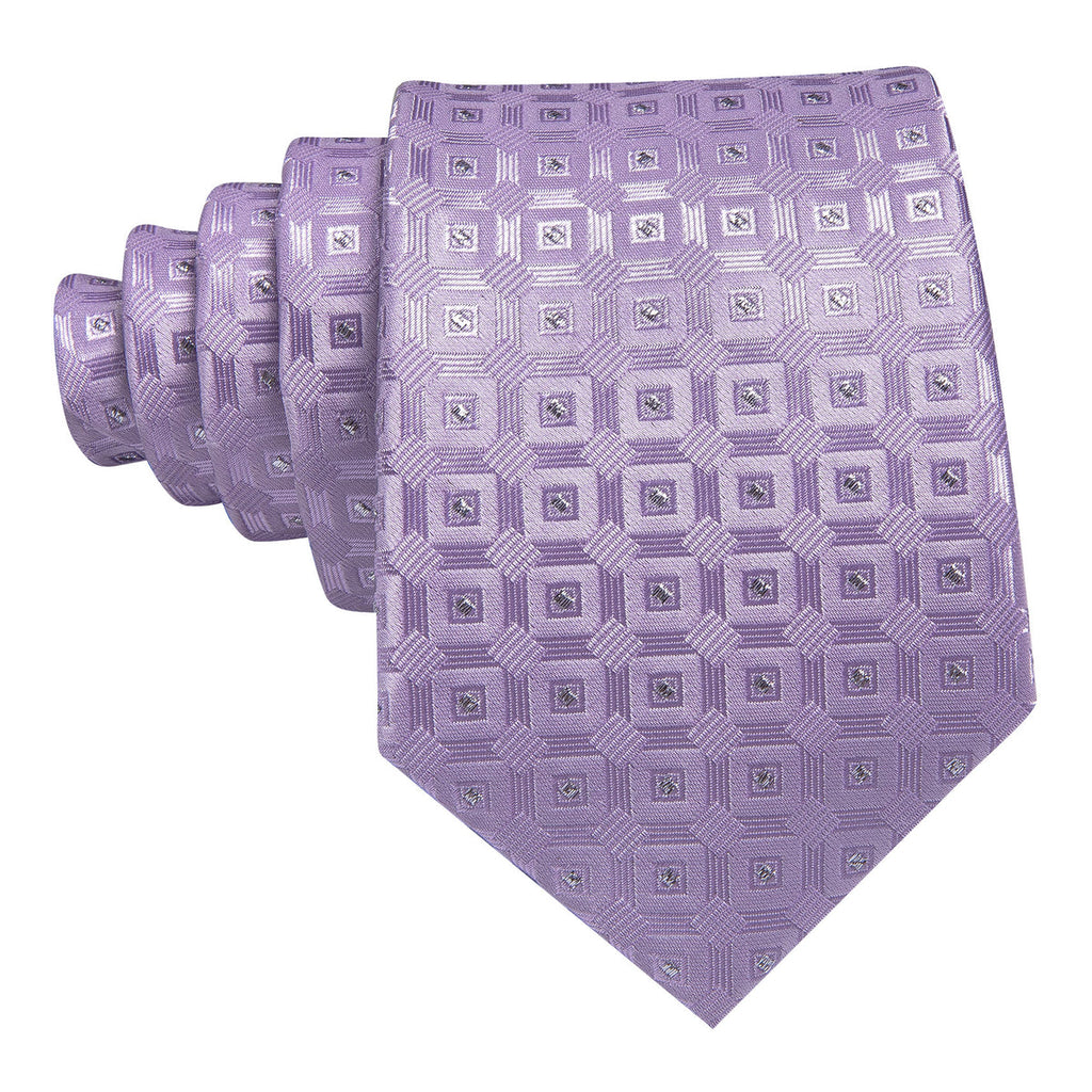 Pastel Purple Plaid Silk Tie Set - GentCrest - View 4