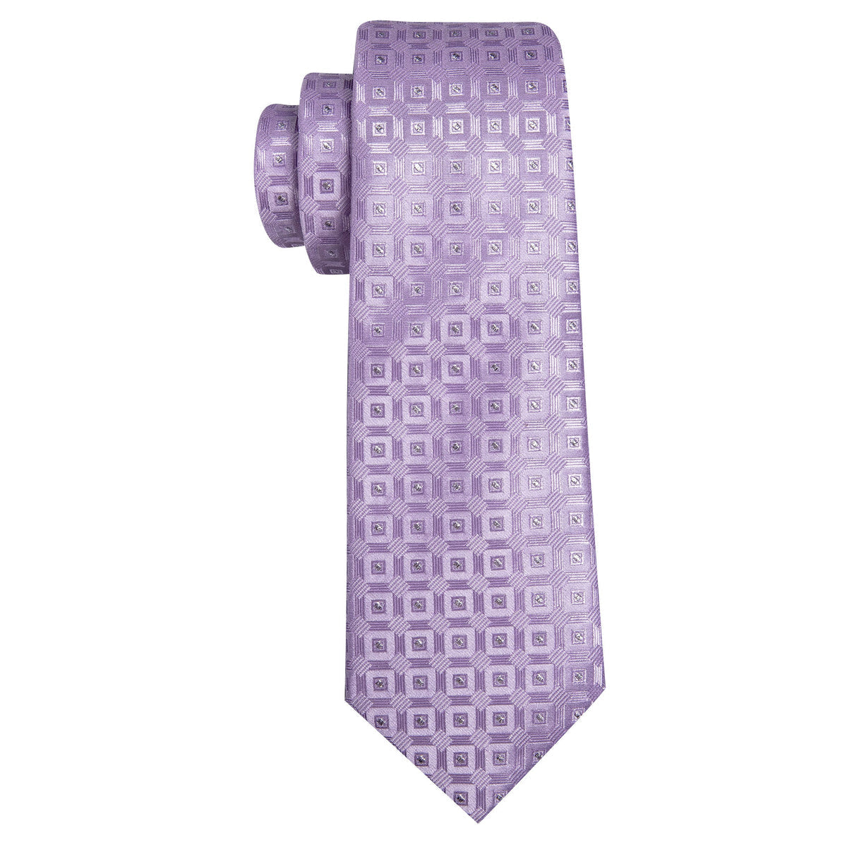 Pastel Purple Plaid Silk Tie Set - GentCrest - View 5