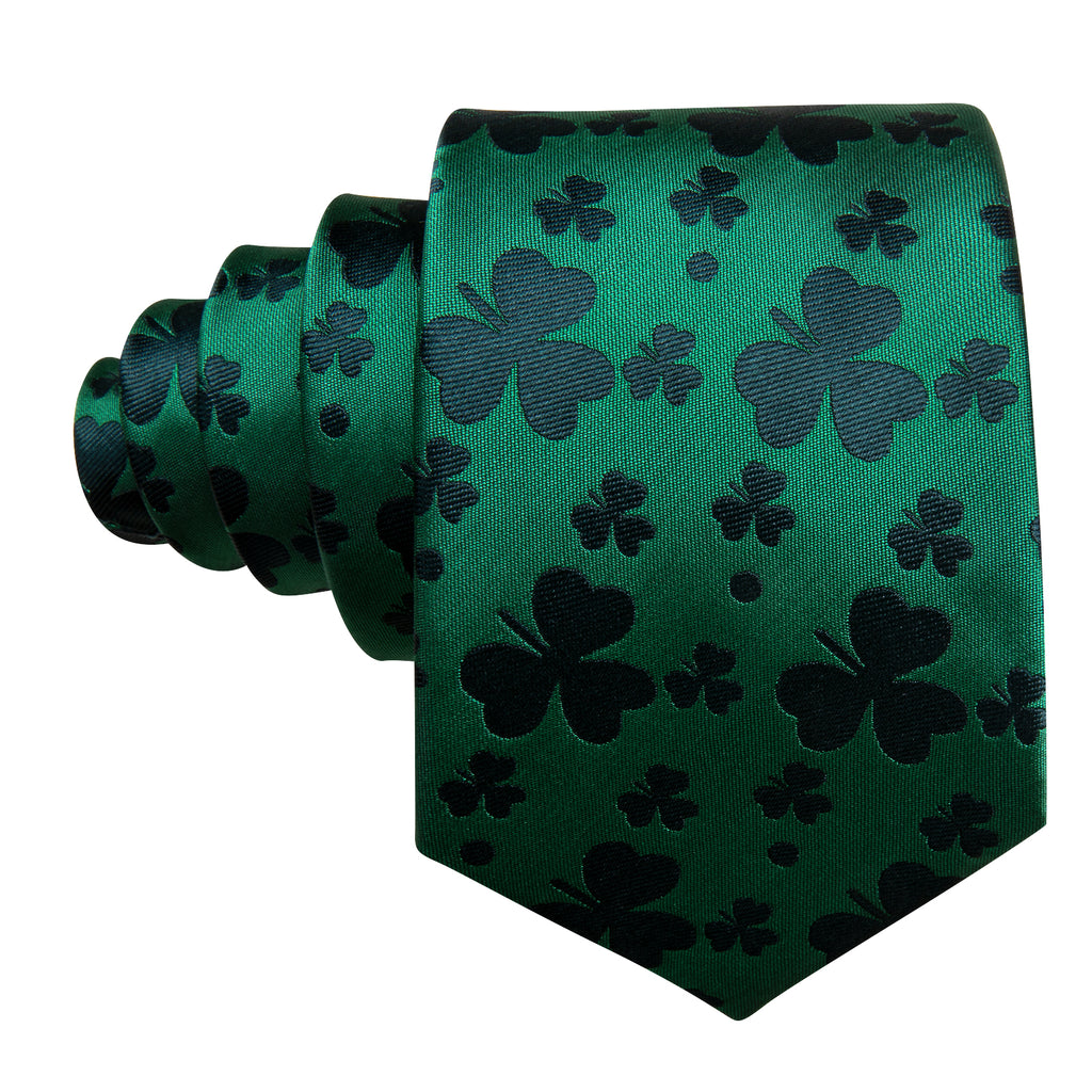 Green Clover Silk Tie Set - GentCrest - View 2