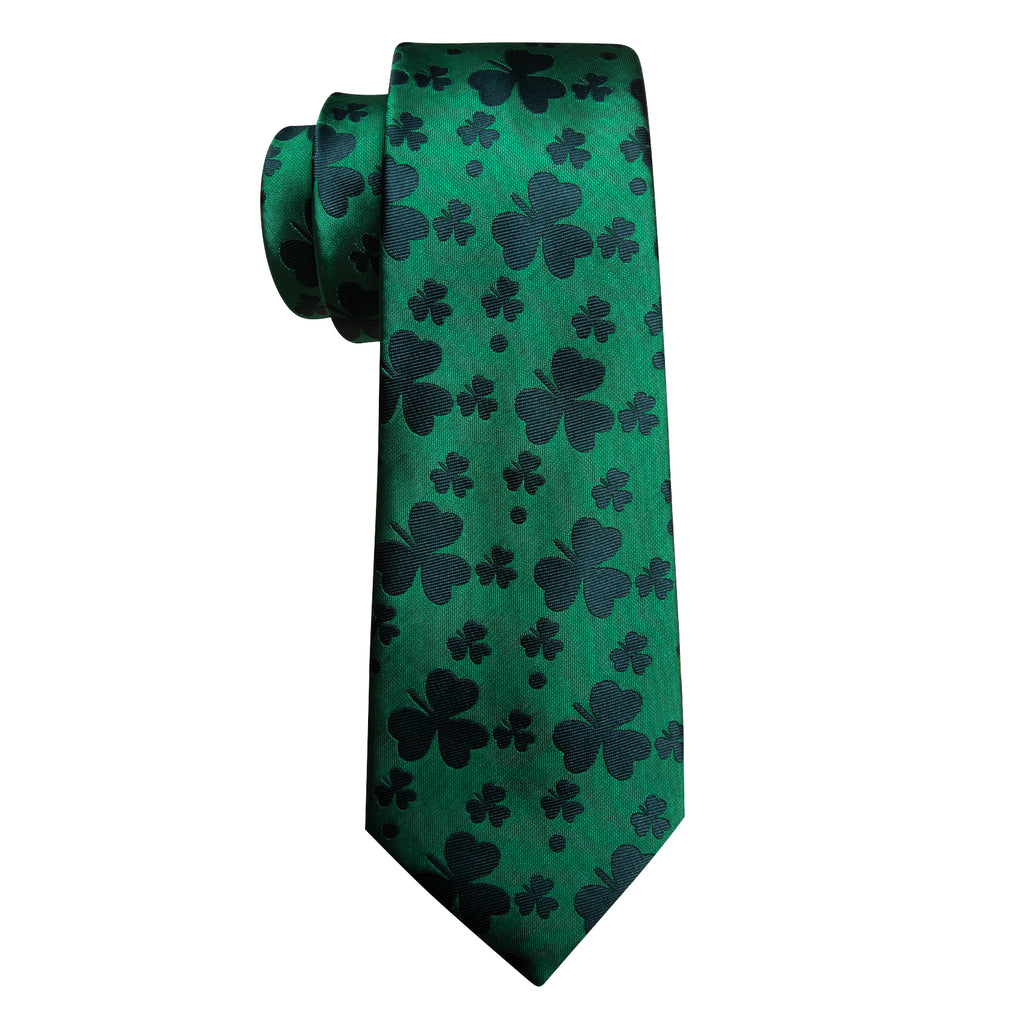 Green Clover Silk Tie Set - GentCrest - View 5