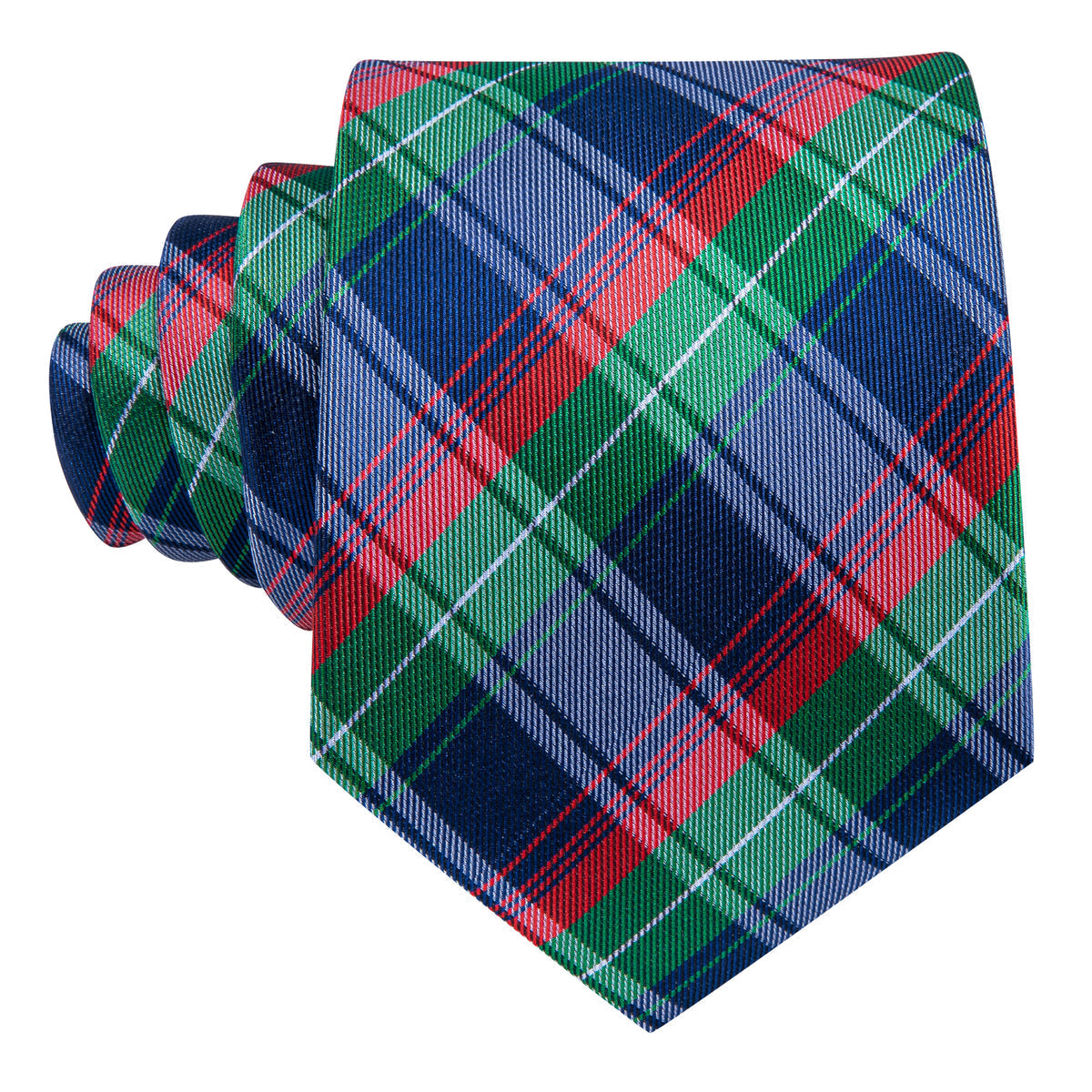 Blue Red Green Classy Plaid Silk Tie Set - GentCrest - View 4