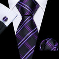 Black Purple Silk Tie Set - GentCrest