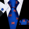 Cerulean Blue Floral Silk Tie Set - GentCrest