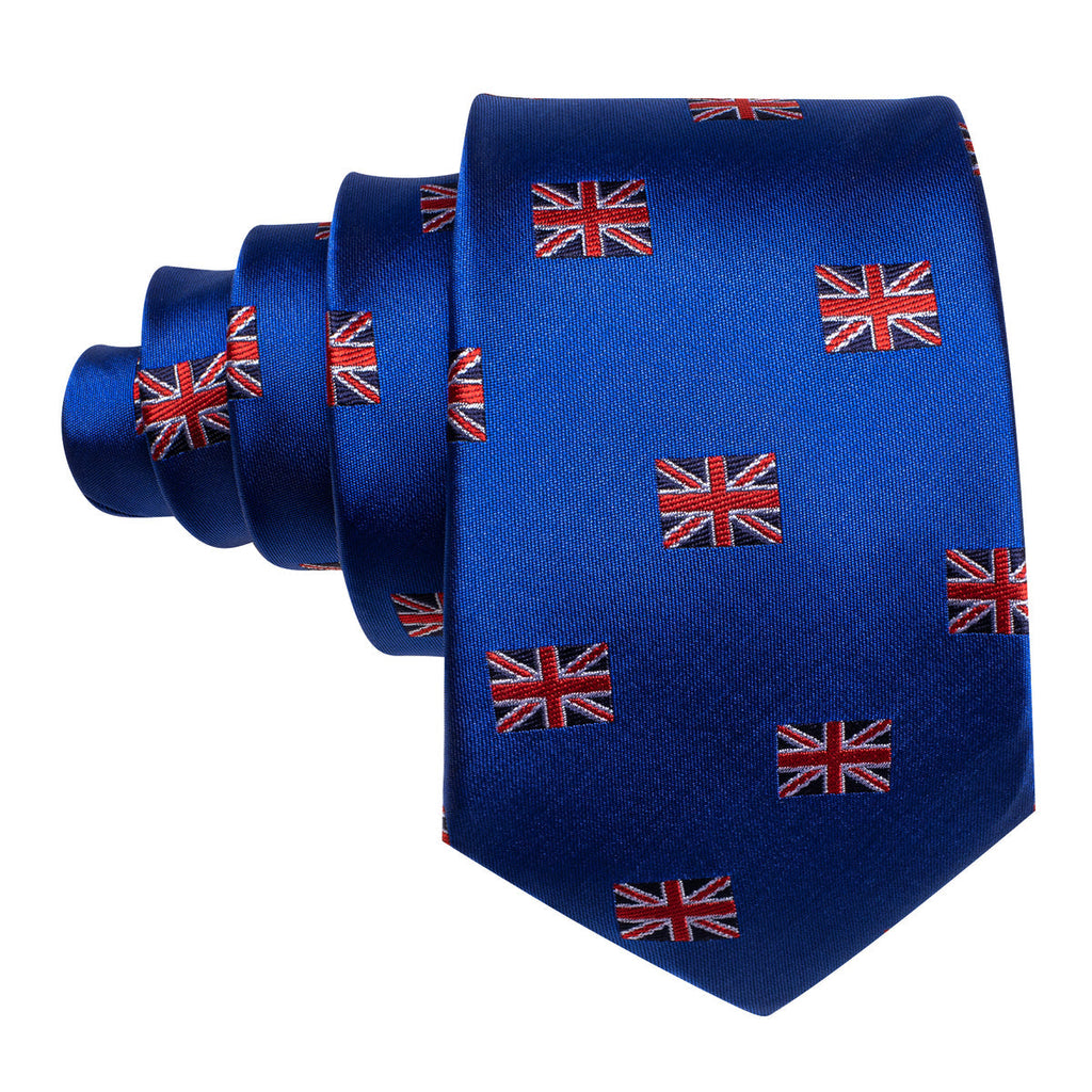 Cerulean Blue Floral Silk Tie Set - GentCrest - View 4