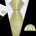 Yellow Green Novetly Plaid Silk Tie Set - GentCrest