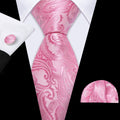 Pink Paisley Silk Wedding Silk Tie Set - GentCrest